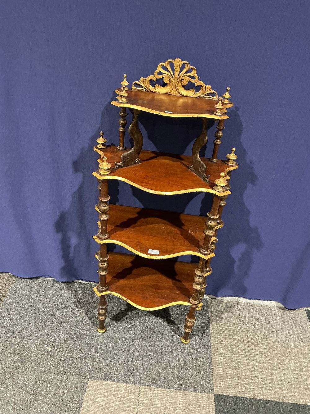 Lot 78: Victorian Rococo Revival Parcel-Gilt Walnut Four-Tier Hanging Whatnot