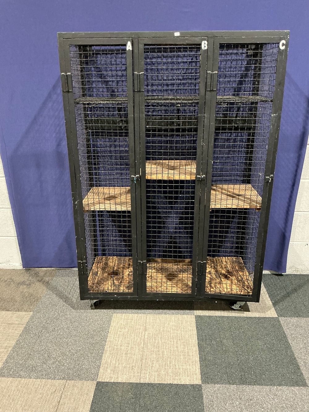 Lot 91: Industrial Wire Mesh and Metal Mobile Storage Locker Unit
