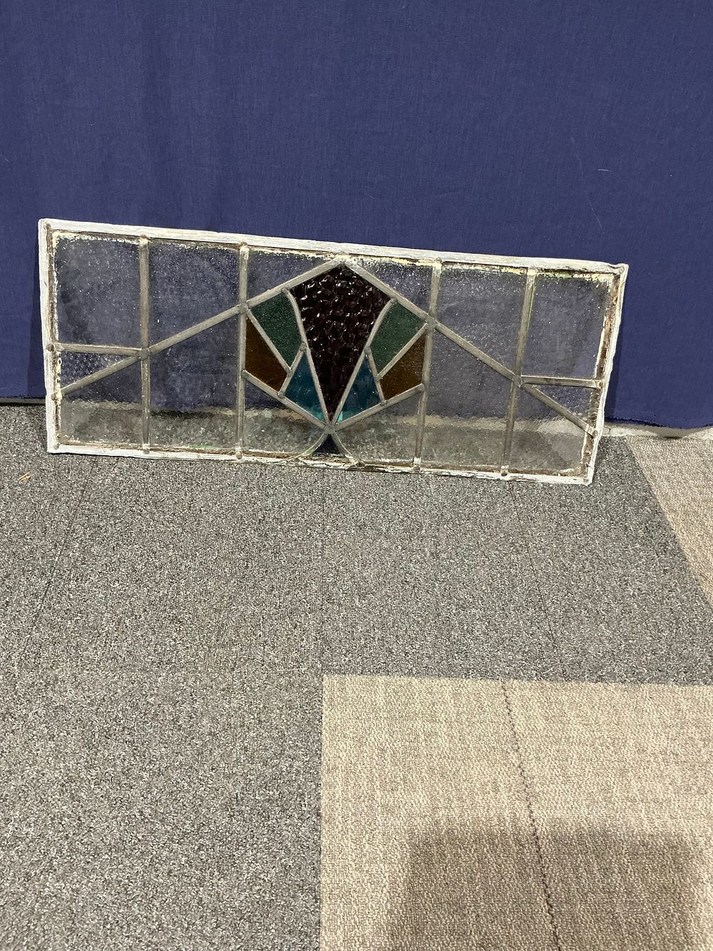 Lot 92: Art Deco Leaded Stained Glass Transom Window Panel