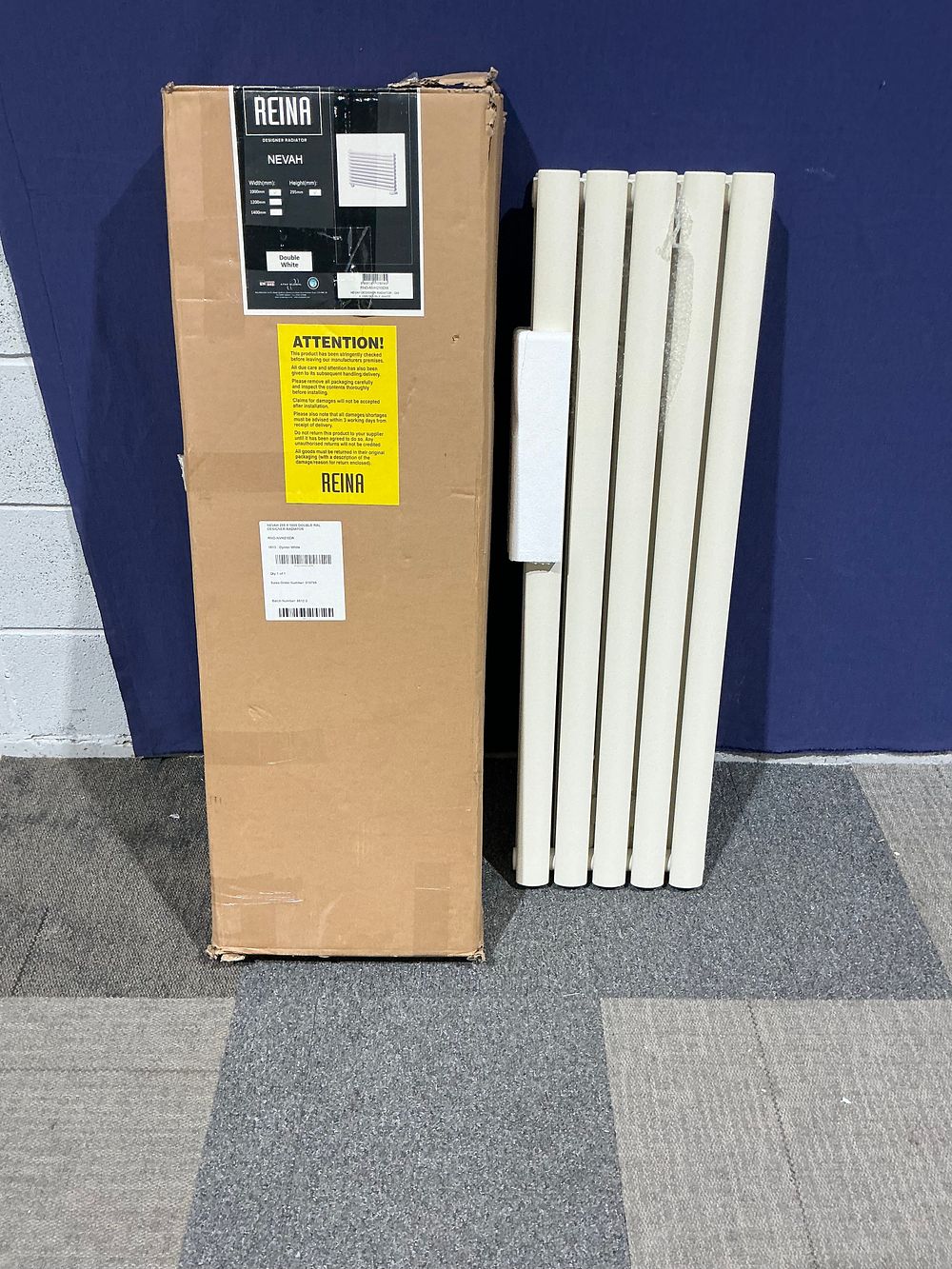 Lot 98: Reina Nevah Double-Panel Horizontal Radiator in Oyster White Finish