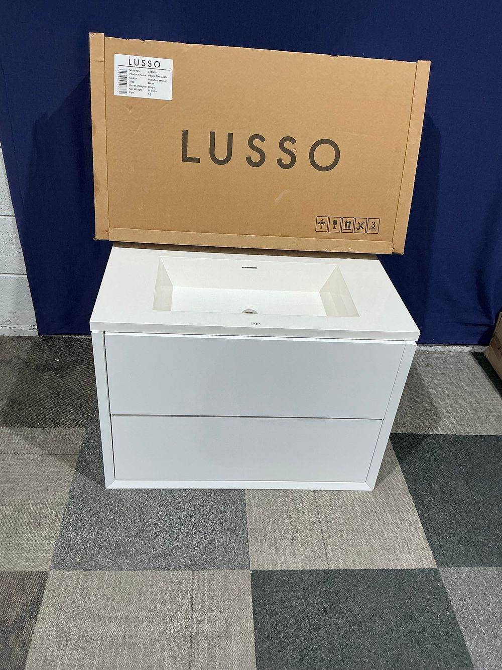 Lot 99: Lusso Wall-Hung Bathroom Vanity Unit with Integrated Basin
