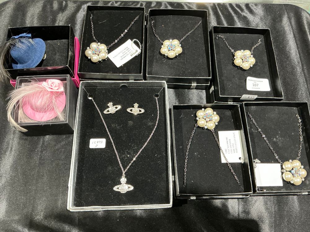 Lot 107: A Collection of Fashion Jewellery and Decorative Miniature Hats