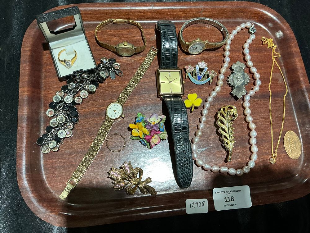 Lot 118: A Collection of Vintage Wristwatches and Costume Jewellery Including Rotary and Mondaine