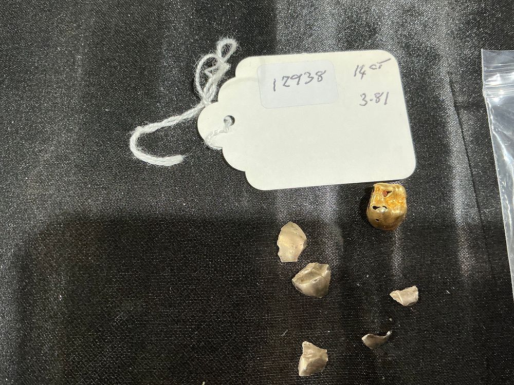 Lot 154: An Assortment of 14 Carat Yellow Gold Scrap and Dental Casting 3.18 grams total weight