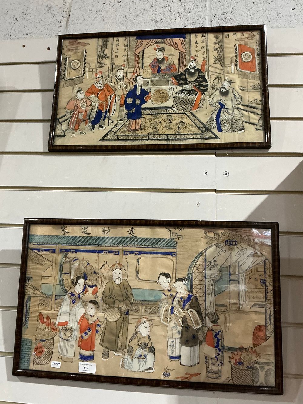 Lot 189: A pair of Chinese narrative pith paper paintings, Qing dynasty style
