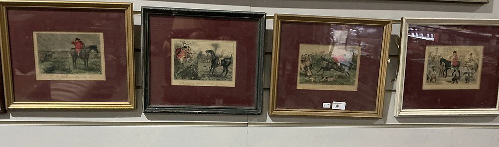 Lot 193: A Set of Four Hand-Coloured Hunting Scene Etchings