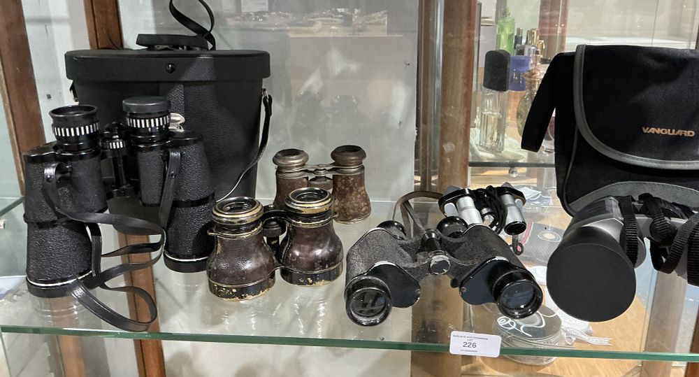 Lot 226: A Collection of Binoculars and Opera Glasses Including Modern and Vintage Examples