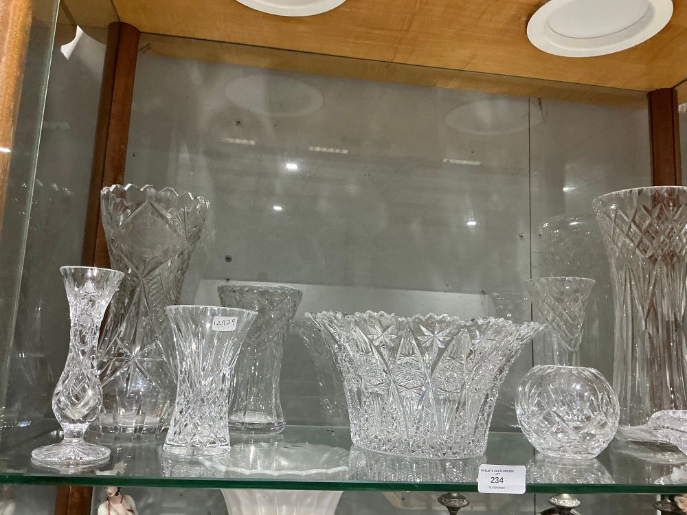 Lot 234: A Collection of 20th Century Hand Cut Lead Crystal Vases and Tableware