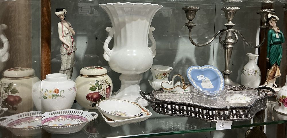 Lot 235: An Assortment of Decorative Ceramics and Silver-Plated Metalware