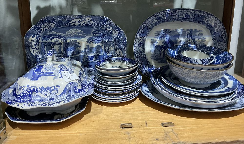 Lot 237: A Collection of Blue and White Transfer-Printed Earthenware Tablewares in the Italian Pattern