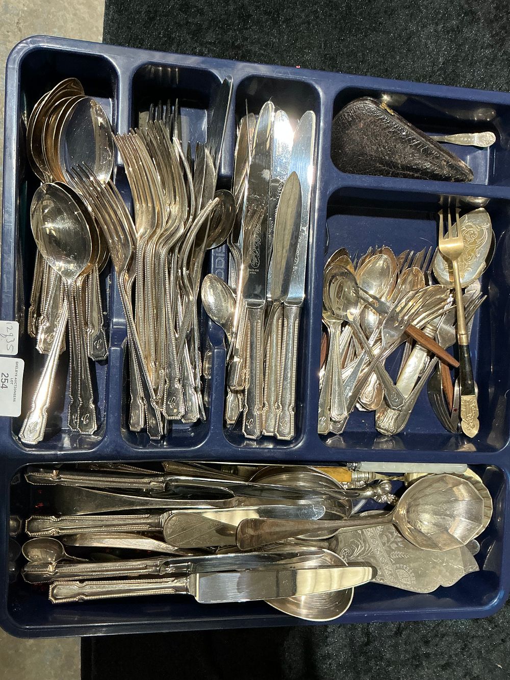 Lot 254: A Collection of Silver-plated and Stainless Steel Flatware Including The Silver Gallery Table Knives