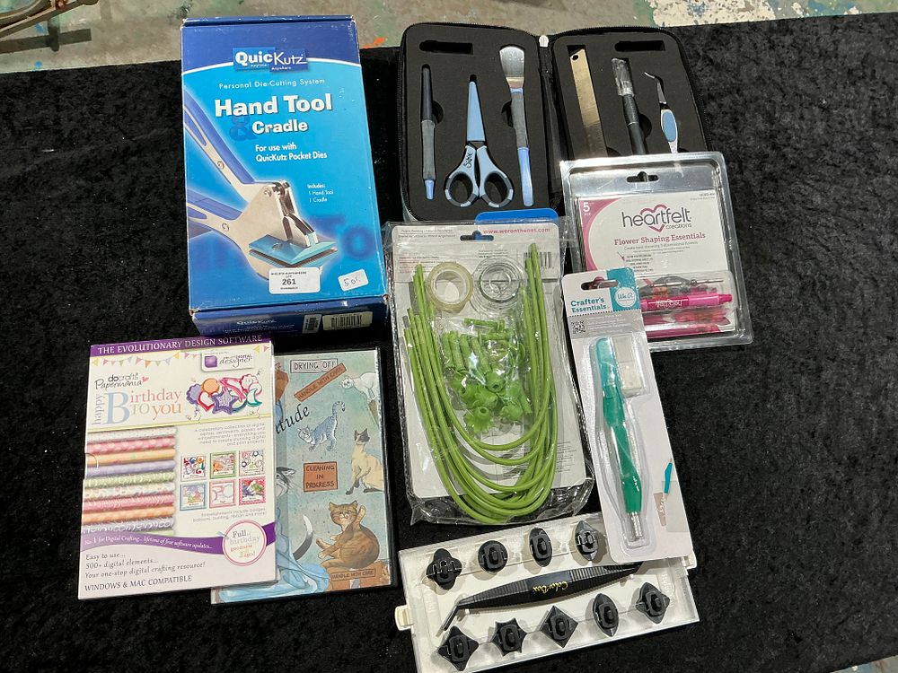 Lot 261: A Collection of Papercrafting and Flower Modelling Tools and Accessories including QuicKutz and Heartfelt Creations