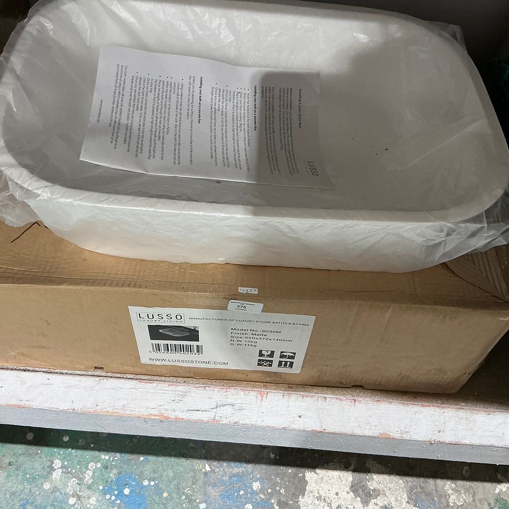 Lot 275: Lusso Stone Model 9030M Matte White Resin Countertop Basin