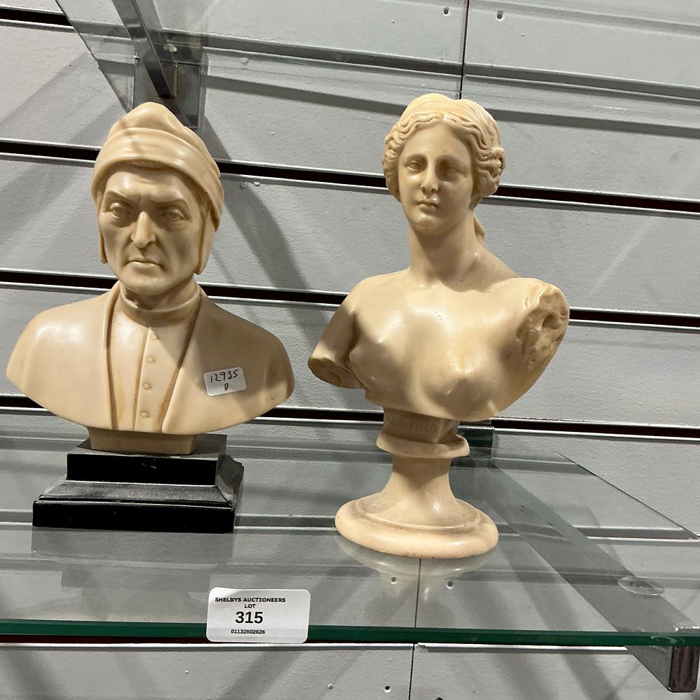 Lot 315: Two Alabaster Busts of Classical and Renaissance Figures