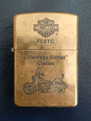 מצית זיפו ישנה מיוחדת מנחושת הרלי דוידסון. zippo harley davidson