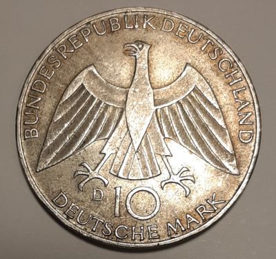 מטבע כסף גרמני 10 מרק - המשחקים האולימפיים 1972. משקל 15.5 גרם.