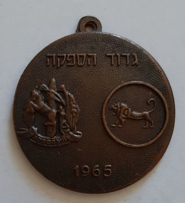מדליון צה"ל ברונזה משנת 1965. גדוד הספקה. קוטר 3 ס"מ.