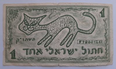 שטר כסף היתולי פרסומי מודפס של תיאטרון "בצל ירוק" סביבות 1940-1950. מצב משומש מאד, 