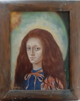 Phodre (לא מזוהה) ציור שמן על מזוניט. דמות גבר. חתום על ידי האמן. נתון במסגרת. גודל 16.5X21.5 ס"מ.