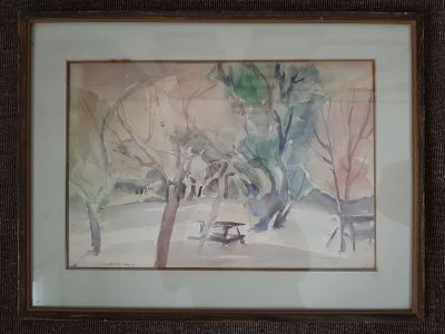 WEISS - נוף אקוורל. גודל כ 49X34 ס"מ. נתון במסגרת. לא נבדק מתחת לזכוכית.