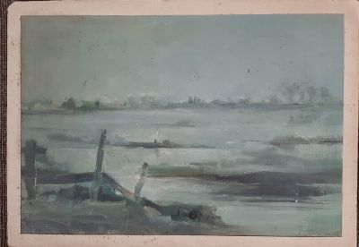 N. SEMO - נוף ים בסערה. שמן על לוח קרטון. גודל 47X33 ס"מ. לא ממוסגר.