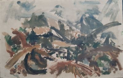 א. יוכט - מופשט , שמן על בד. גודל כ 35X55 ס"מ. לא ממסוגר.