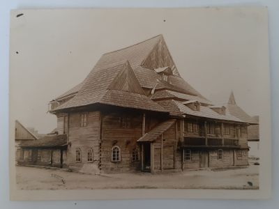 צילום מקורי נדיר ביותר של בית כנסת מעץ Zabludow Boznice בפולין. 
Synagoga 