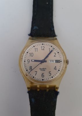 שעון SWATCH קוורץ משומש. קוטר 34 מ"מ. כנראה נדרש להחליף סוללה.