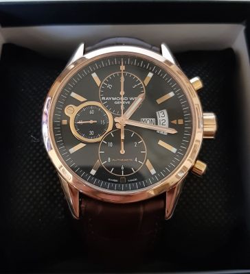 שעון ריימונד וויל פרילנסר אוטומטי Raymond Weil Freelancer קופסה זהב ורוד 18K rose gold. שעון 