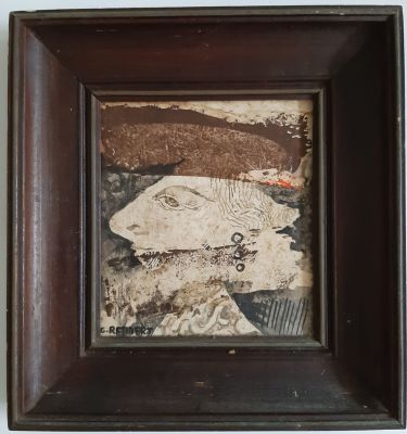 גרשון רנרט - אקריליק על לוח. גודל הציור 18&times;20 ס"מ. גודל המסגרת 29&times;31 
