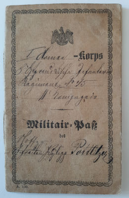 נדיר נדיר !!!!!! פנקס חייל יהודי יליד 1844 בצבא גרמניה. הפנקס מוקדם מאד משנת 1864. מקביל לתעודת 