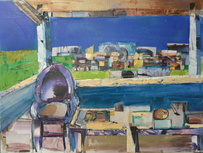 ג'ו יוסף וינשטיין Painter Dr. Joseph Jo Weinstein, ישראלי קנדי - טכניקה מעורבת, שמן וקולאז' על 