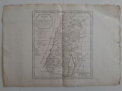 מפה ארץ ישראל עתיקה משנת 1792. מפה בת 232 שנה. גודל 42&times;30 ס"מ.