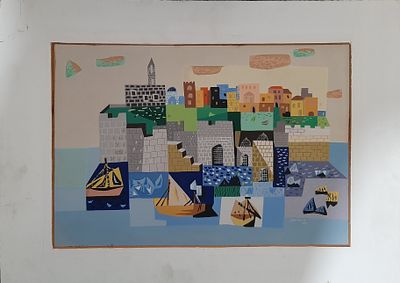 ז'אן דוד Jean David 1983-1908 , ציור אקריליק / גואש לא ממוסגר חתום. נתון בפספרטו. גודל פספרטו 