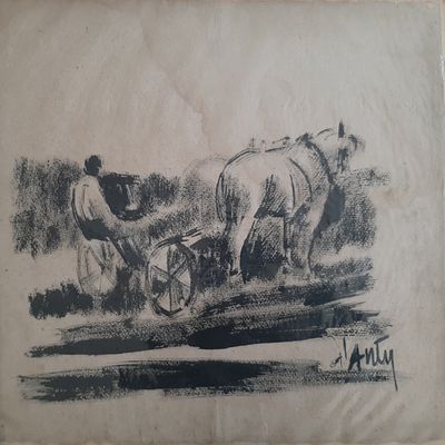 Henri d'Anty 
French, 1910–1998 
הנרי ד'אנטי - ציור גואש על קרטון. גודל 50&times;51. לא 