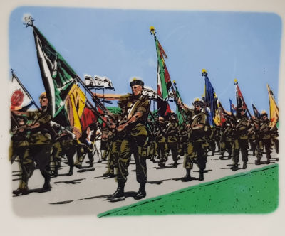 צלוחית תוצרת נעמן. כבוד לצהל במצעד לכבוד יום העצמאות. 
מידה: 10.5 סמ