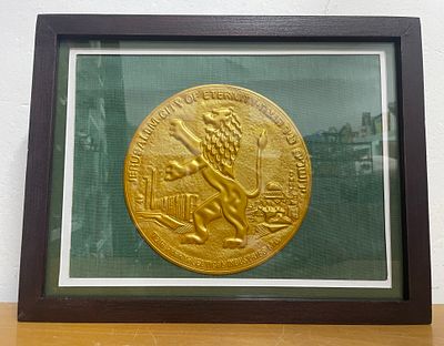 פלאק ממוסגר - אריה ירושלים עיר הנצח. מצב טוב מאוד . 
גודל 35,5*27,5 ס״מ