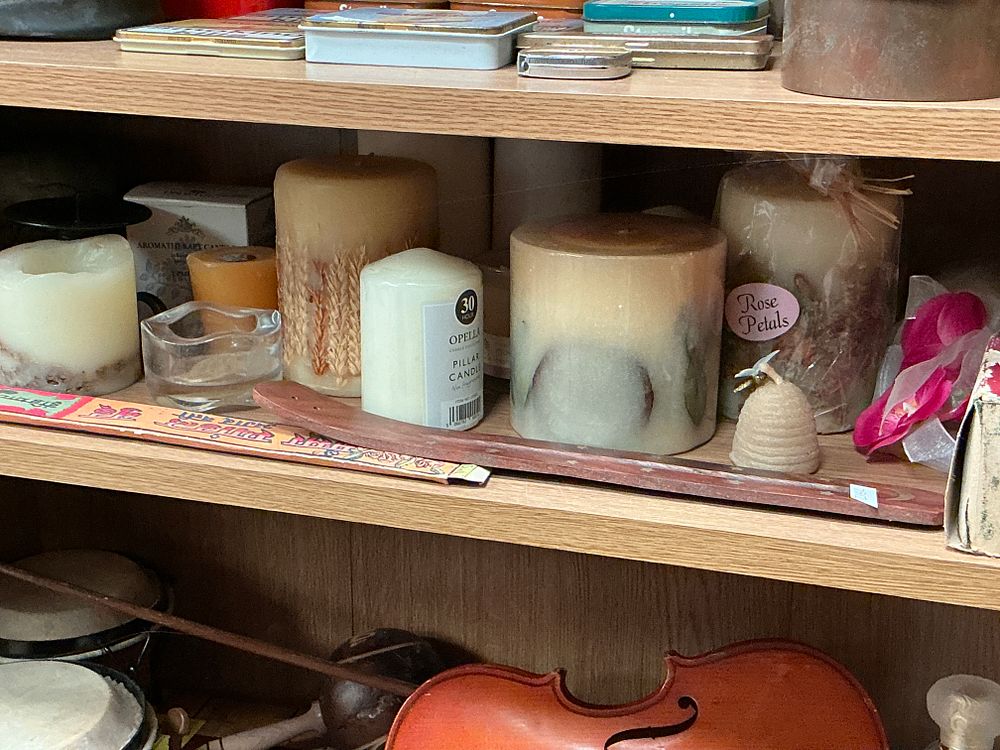 Lot 213: An Assortment of Decorative Botanical Pillar Candles, Incense...
