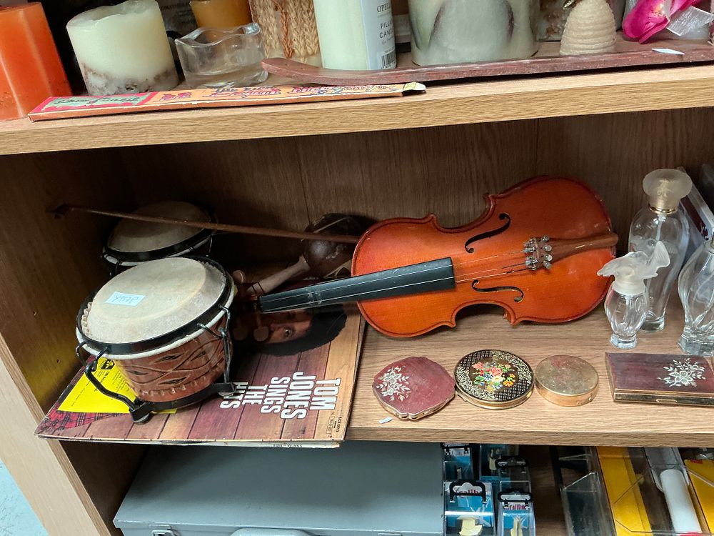Lot 214: An Assortment of Musical Instruments Including a Violin,...