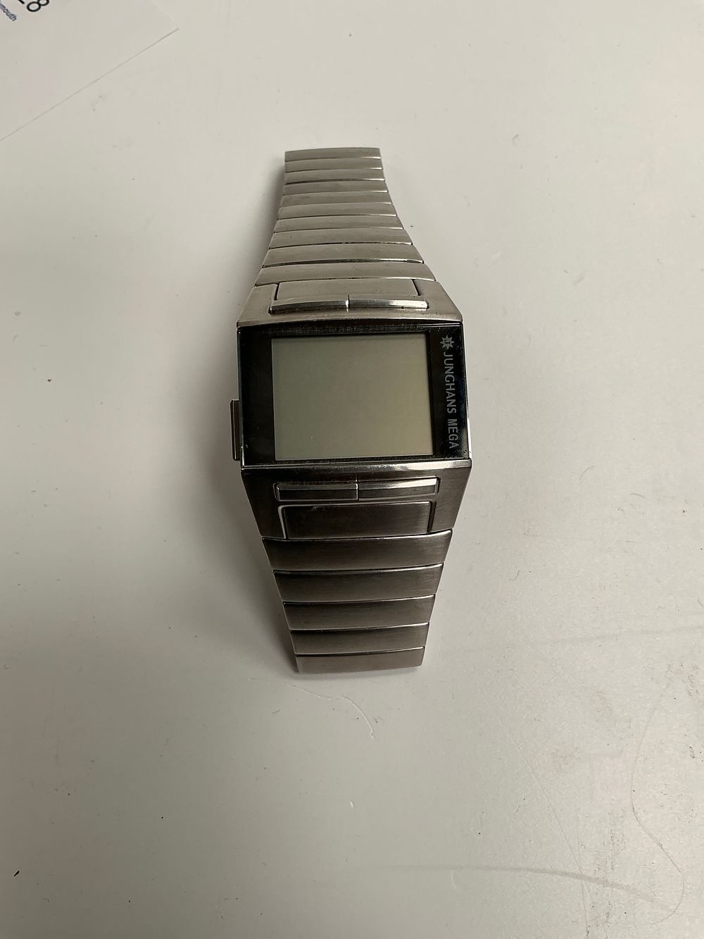 Lot 328: Junghans Mega 1000 Radio-Controlled Stainless Steel Digital Wristwatch...