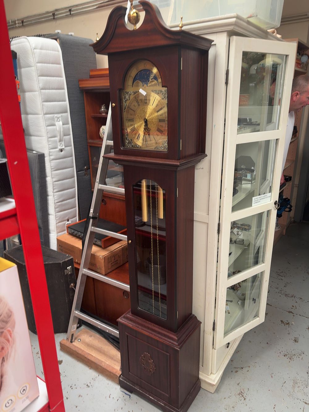 Lot 371: Modern mahogany-finished longcase clock with moon phase complication