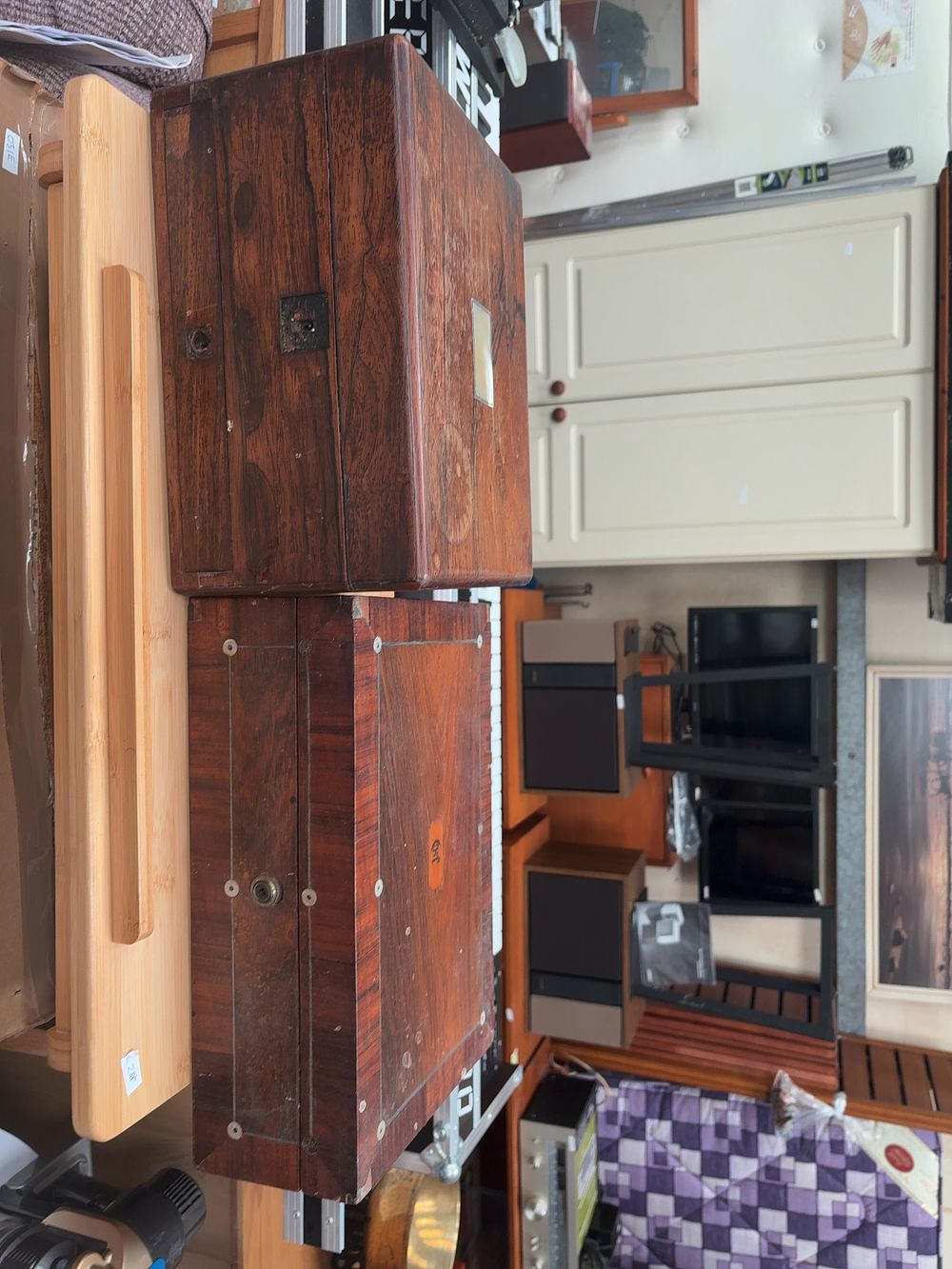 Lot 383: Two 19th-century wooden boxes comprising a vanity dressing...
