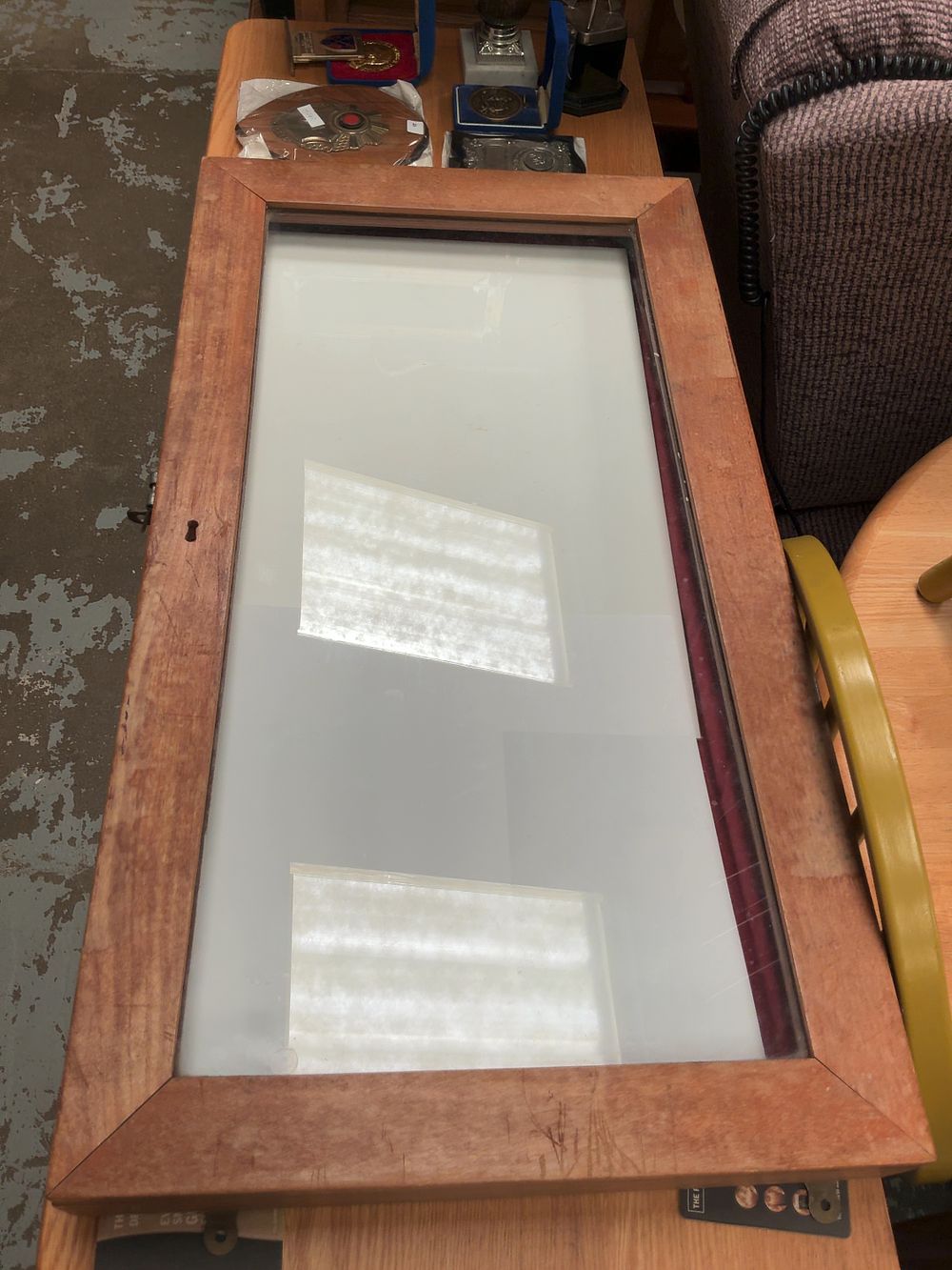 Lot 419: A Large Glazed Wooden Rectangular Display Case