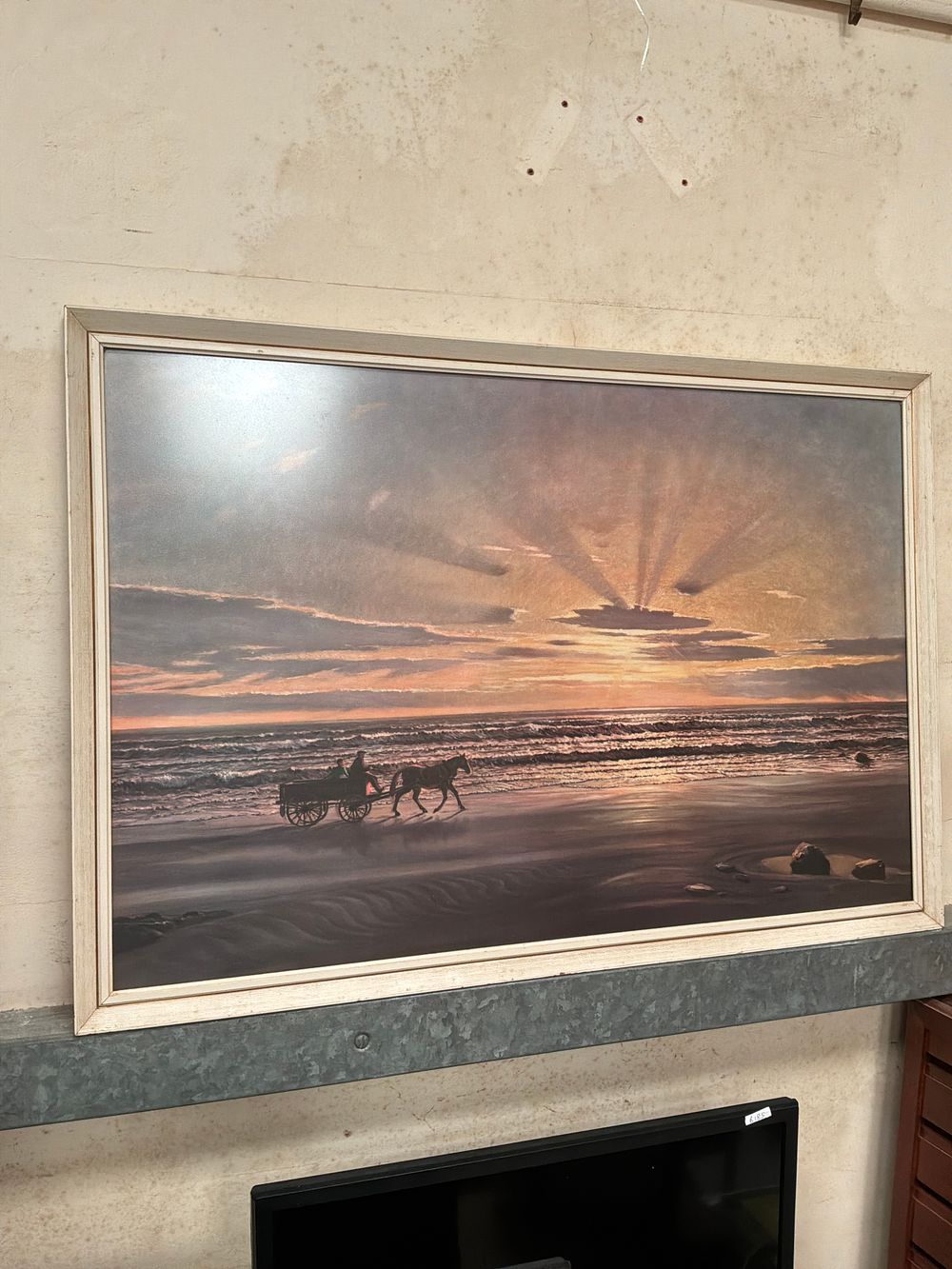 Lot 452: A Framed Landscape Print Depicting a Horse-Drawn Cart...