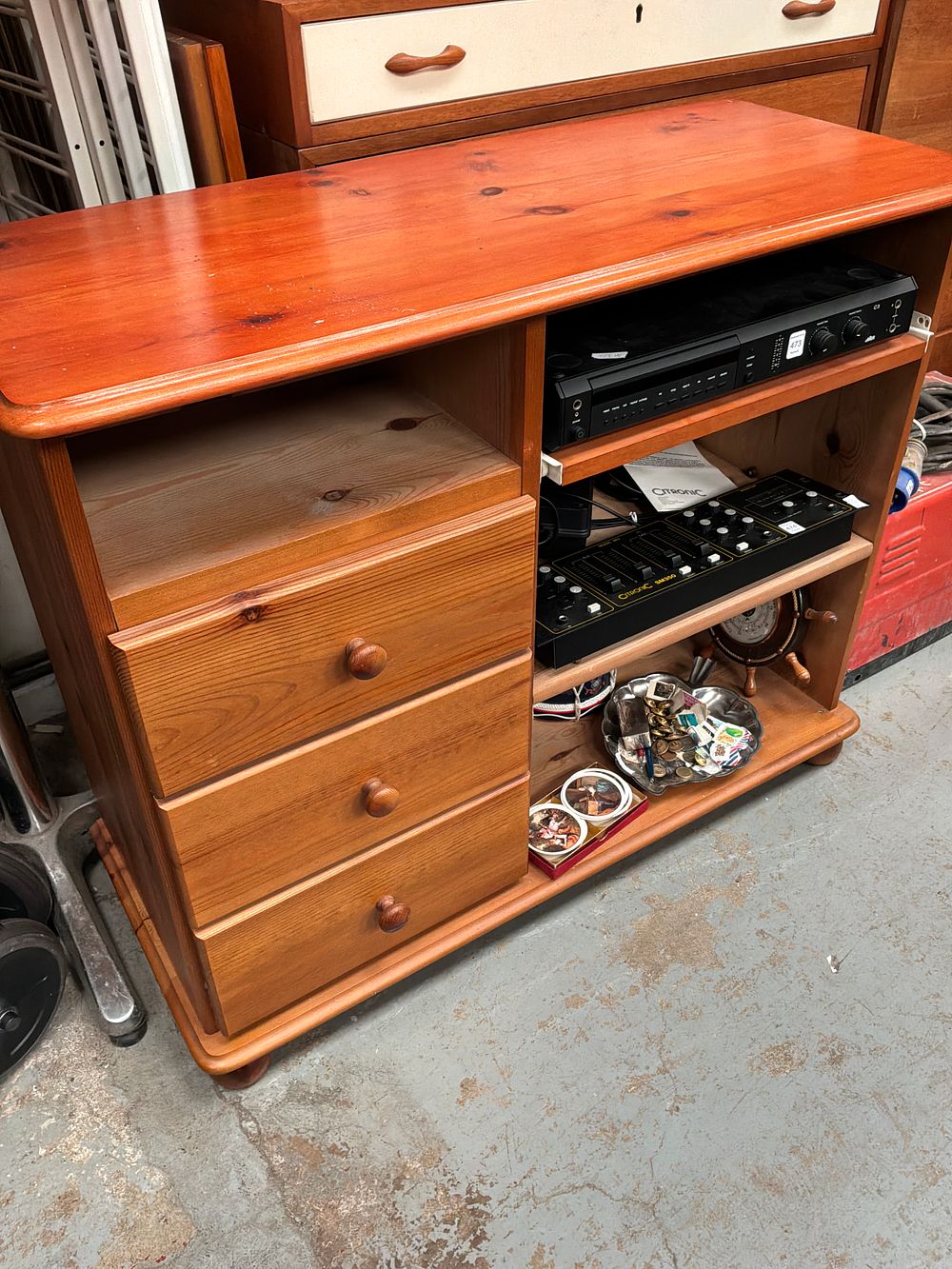 Lot 476: A late 20th-century solid pine media cabinet