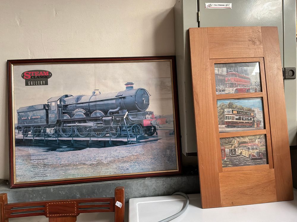 Lot 507: Two Transport-Themed Framed Prints Including a Steam Classic...
