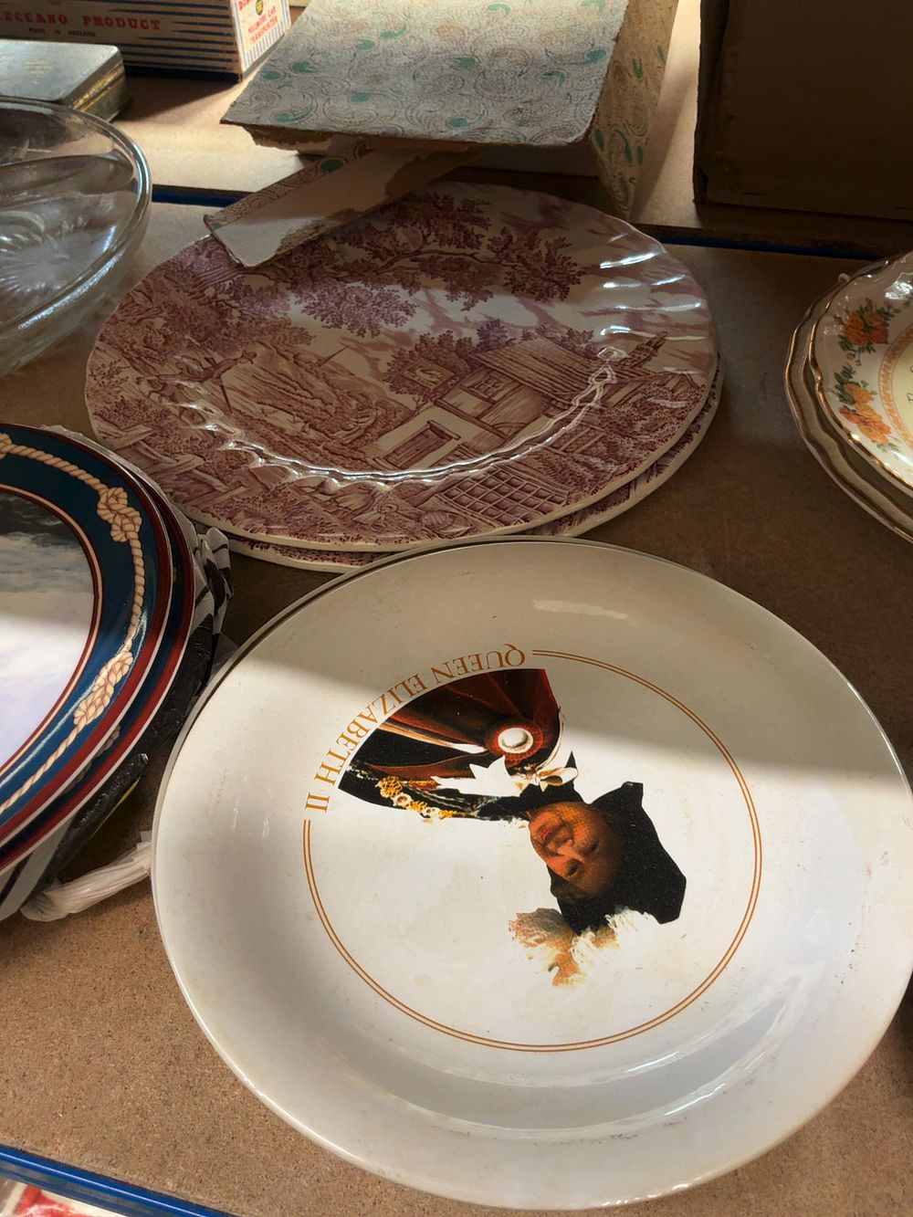 Lot 191: An Assortment of British Commemorative and Decorative Ceramics with Pressed Glassware
