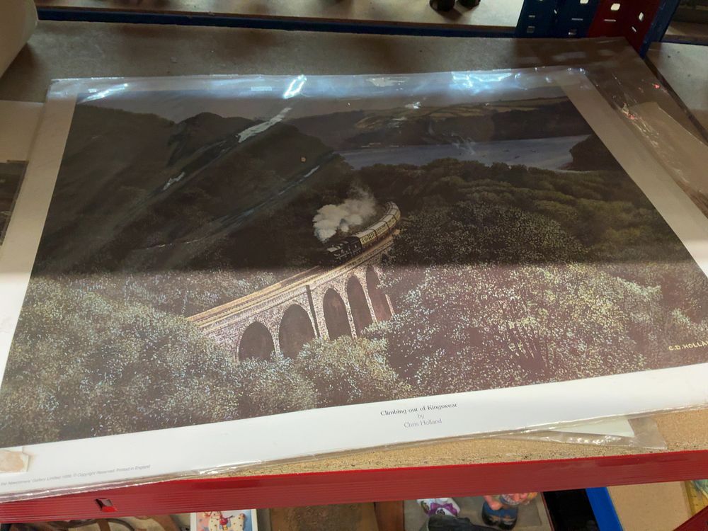 Lot 197: Chris Holland, Climbing out of Kingswear, Offset Lithograph and a Collection of Vintage Topographical Ephemera
