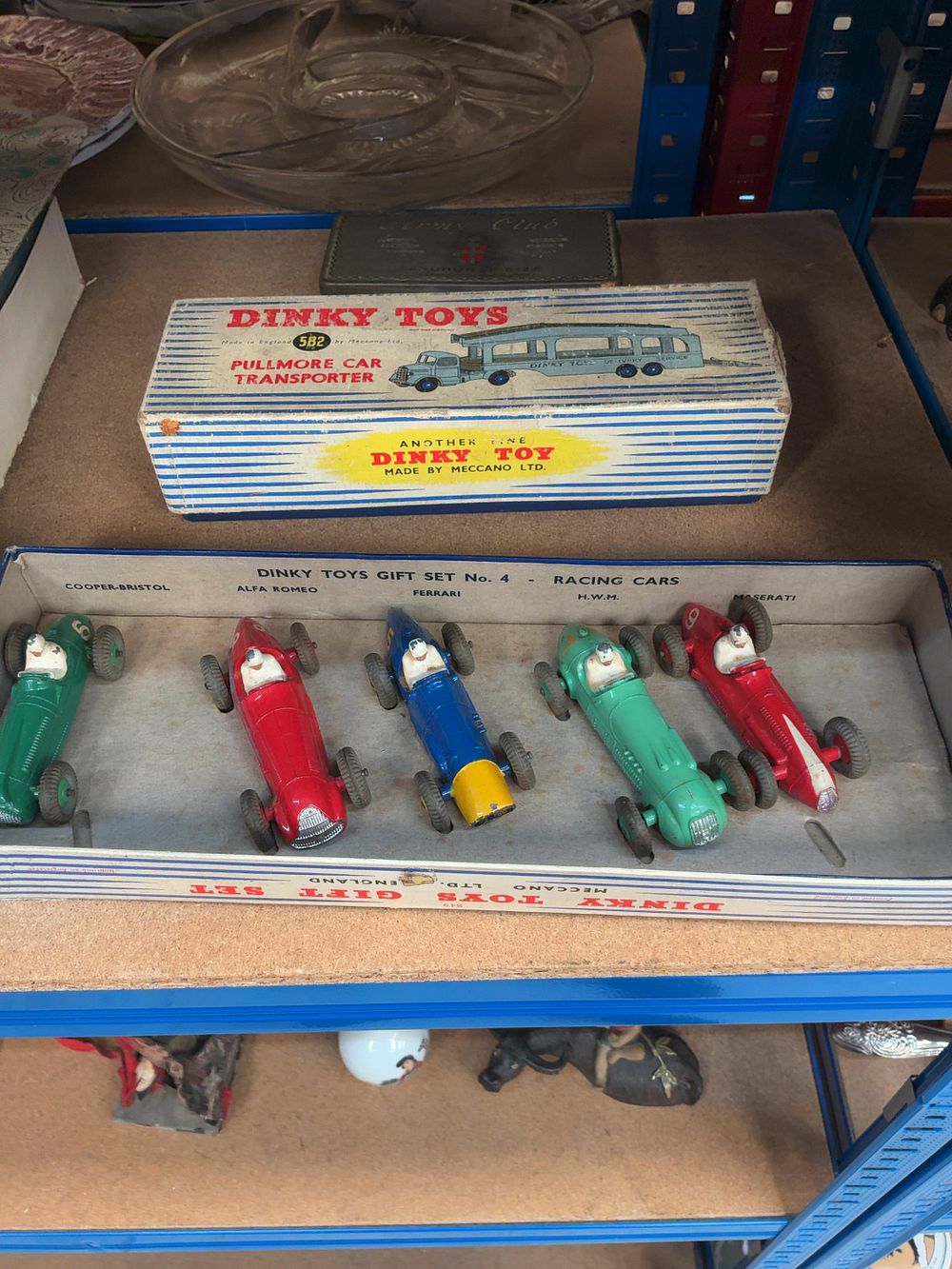 Lot 245: A Collection of Vintage Die-cast and Tinplate Toys Including Dinky Toys Gift Set No. 4 and Gama Combination Set