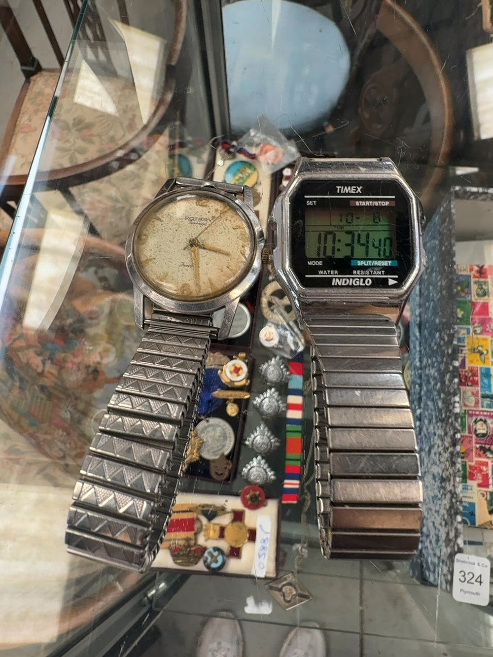 Lot 325: Two vintage wristwatches comprising a Rotary Incabloc and a Timex Indiglo digital model